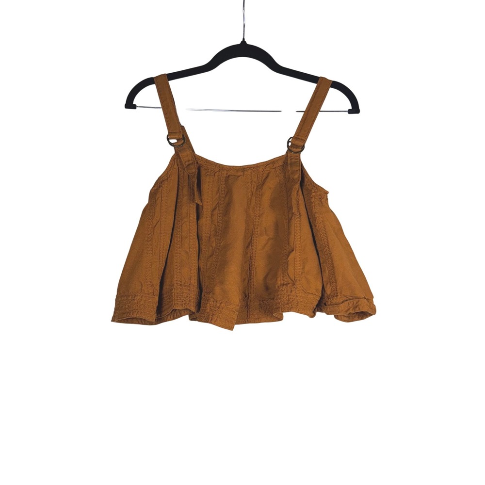 Anthropologie Swing Cropped Tank XXS Boho Earthy Rust Cottagecore Coastal Flowy
